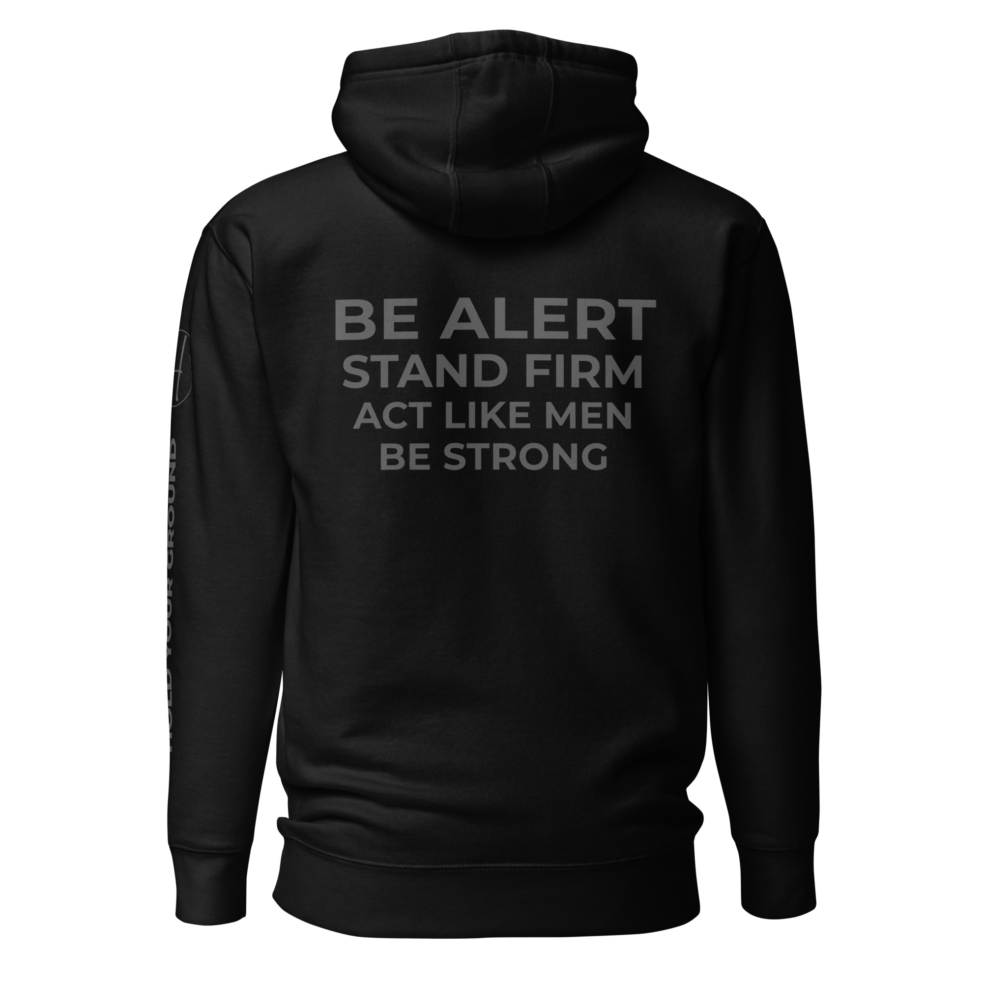 1 Corinthians 16:13 | Blackout Hoodie | Hold Your Ground - Image 3