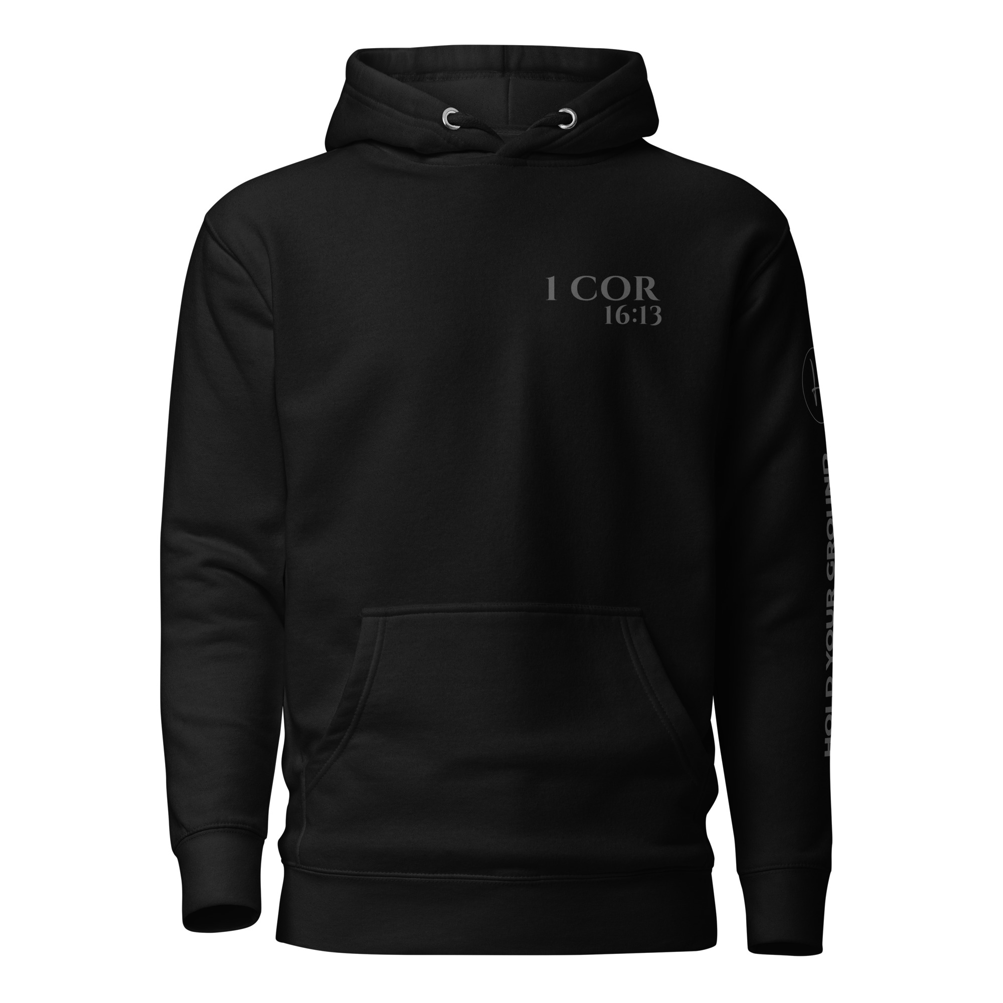 1 Corinthians 16:13 | Blackout Hoodie | Hold Your Ground - Image 2