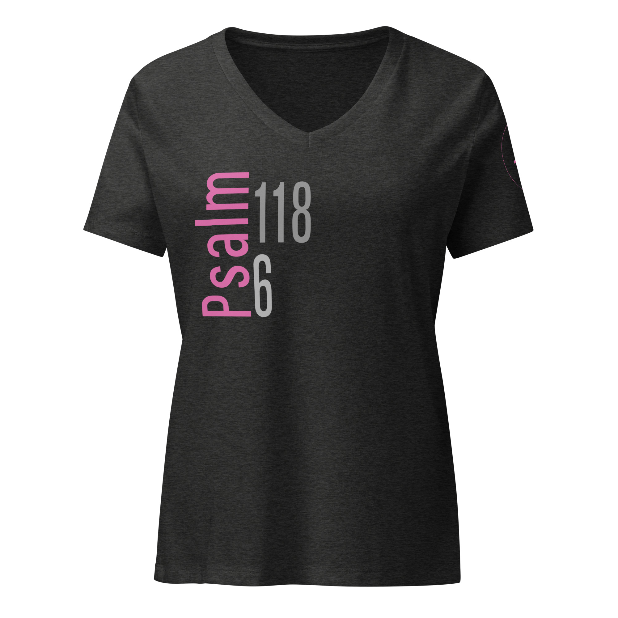 Psalm 118:6 | Virtue | V-neck | Pink - Image 2