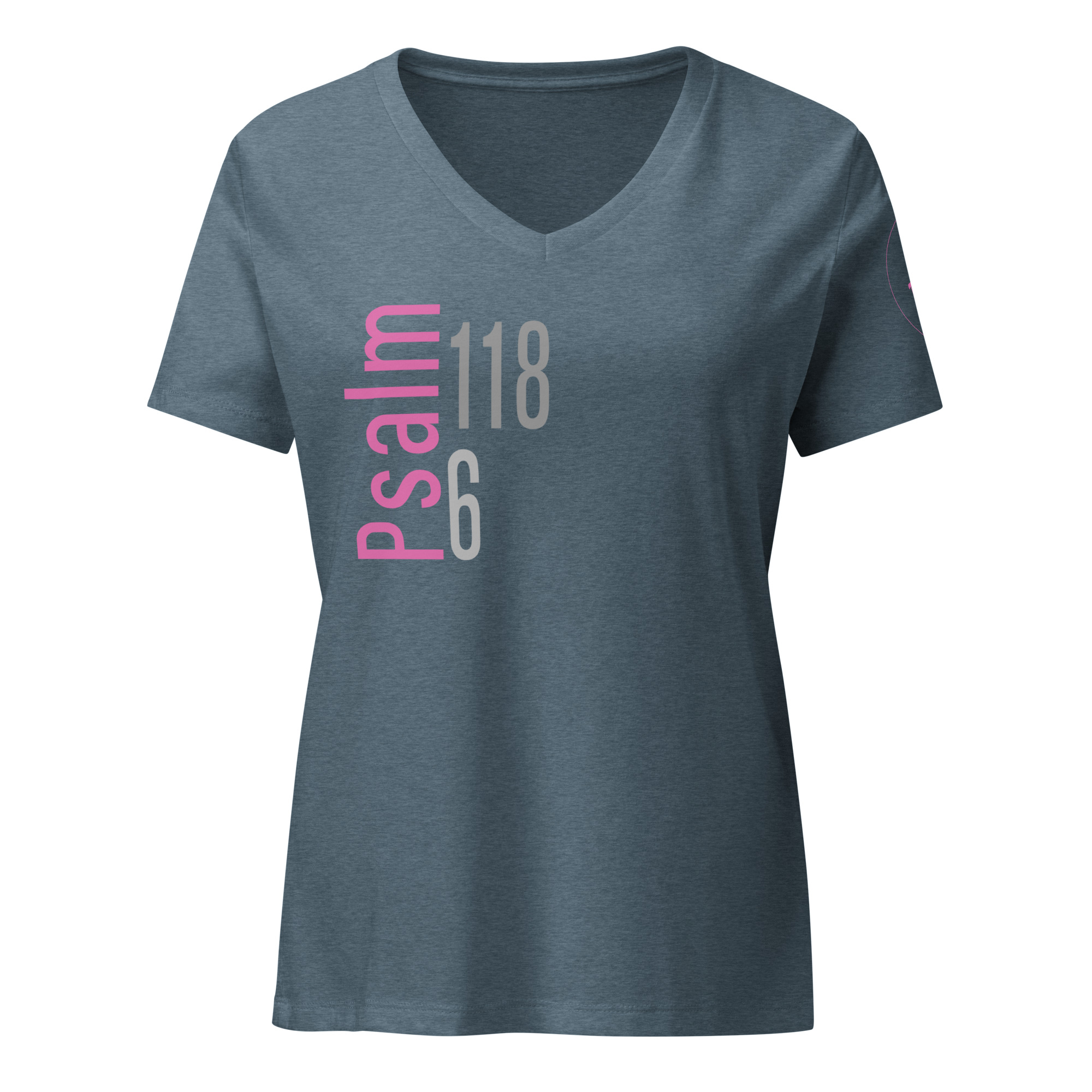 Psalm 118:6 | Virtue | V-neck | Pink - Image 8
