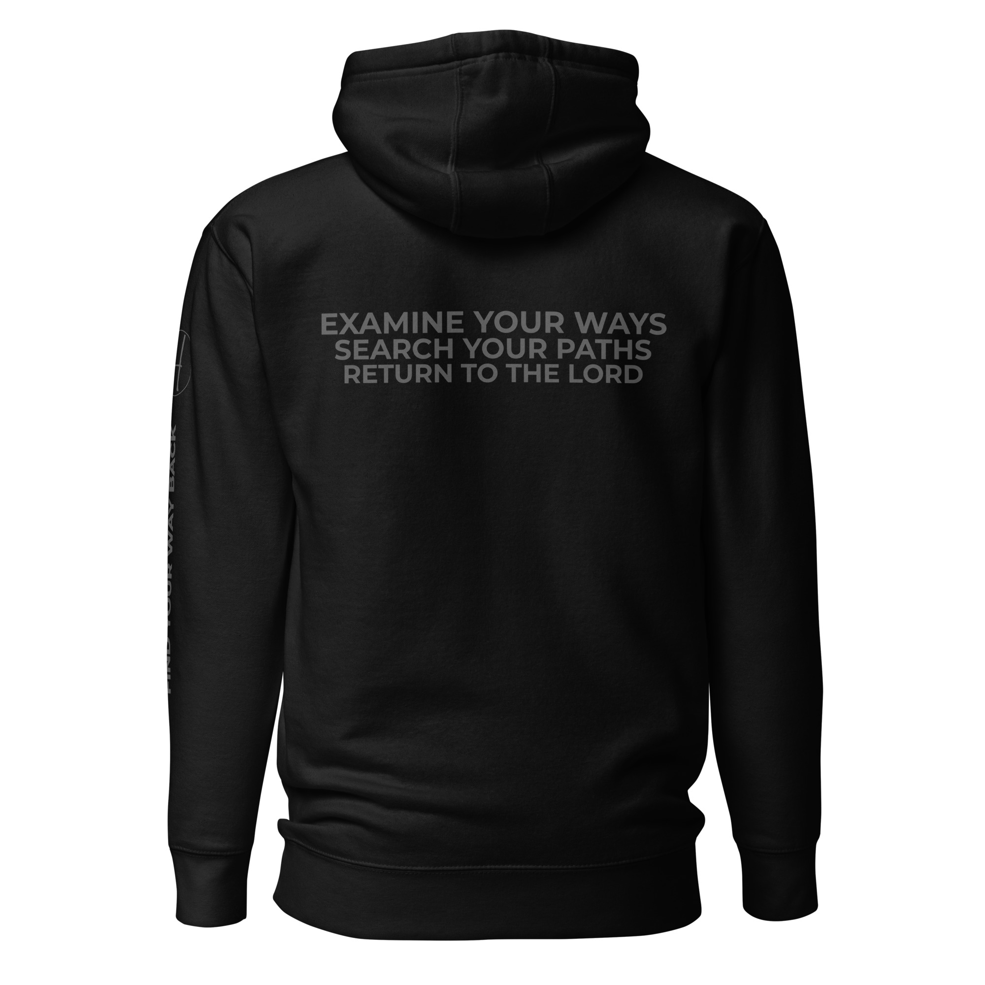 Lamentations 3:40 | Blackout Hoodie | Examine, Search, Return - Image 3
